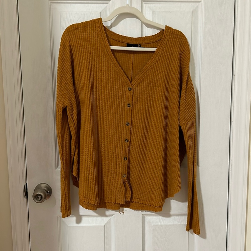 Urban Outfitters Waffle Button Long Sleeve